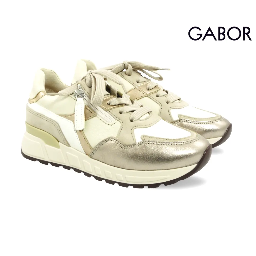 Gabor dames sneakers latte puder met rits en veters model 86.368
