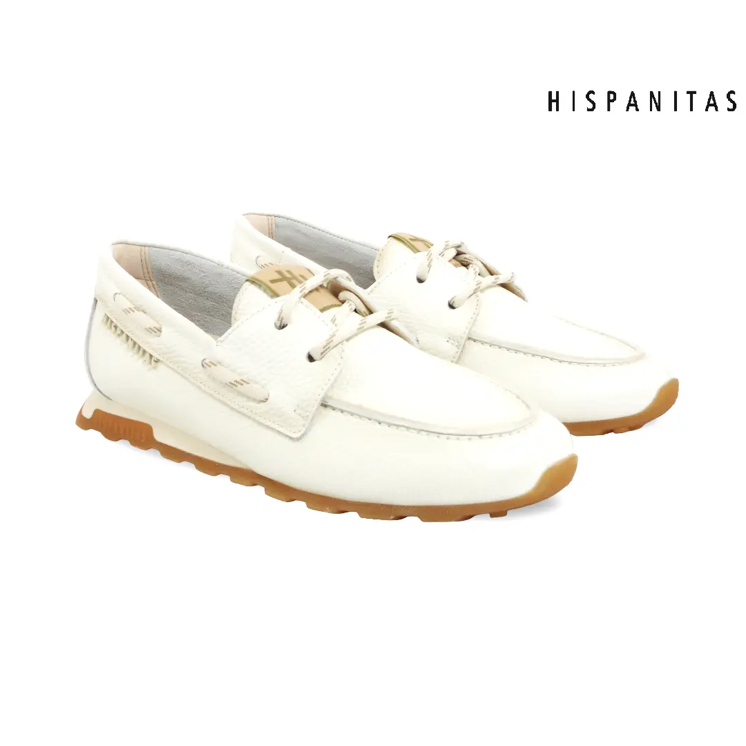 Hispanitas loafer in panna leder met veters en rubberen zool