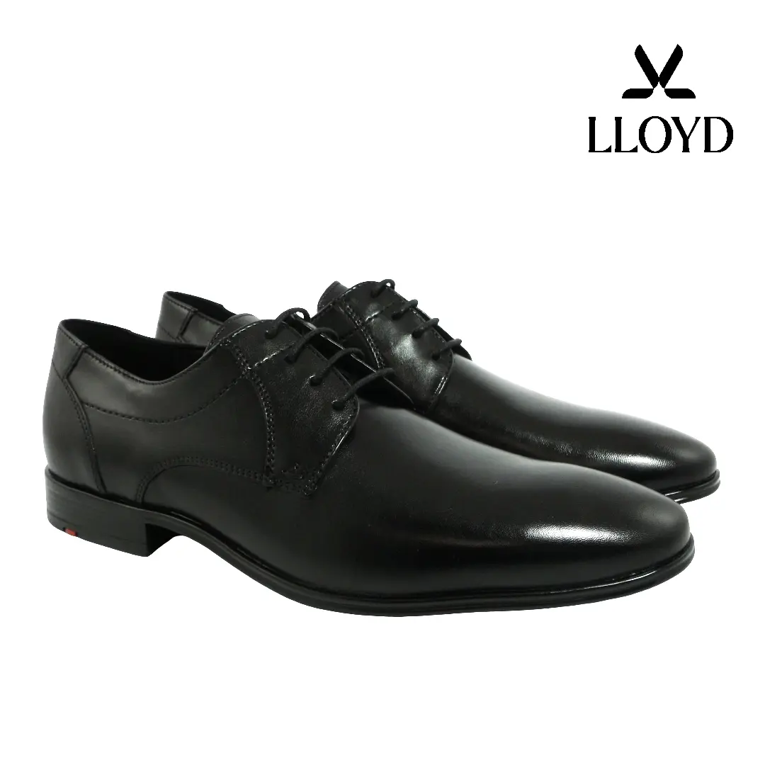 LLOYD herenschoen model 25-505-03 in zwart, klassieke leren derby met veters en slanke leest – geschikt voor zakelijk en formeel gebruik.