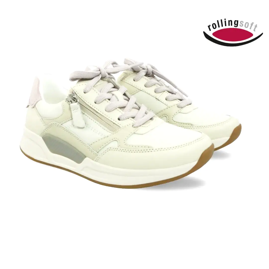 Rollingsoft 86.958 damessneaker in offwhite en ivory met rits.