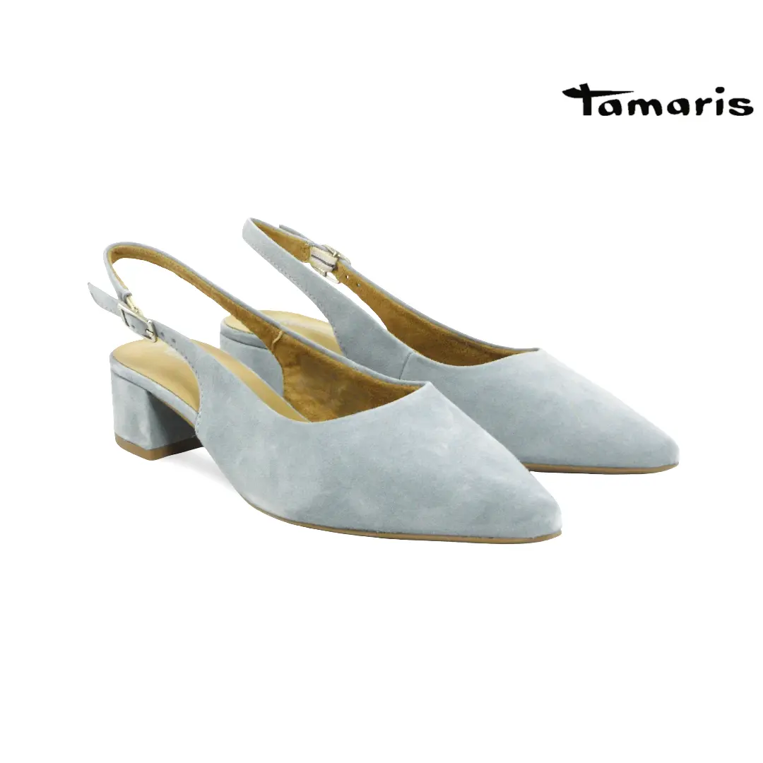 Tamaris slingback pumps lichtblauw met blokhak en enkelbandje dames